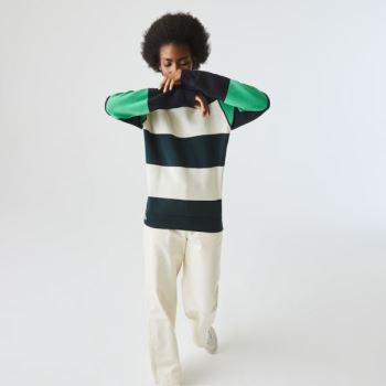 Lacoste LIVE Reversible Cotton Sweater - Svetr Dámské Tmavě Blankyt Blankyt / Bílé | CZ-VEVlvl